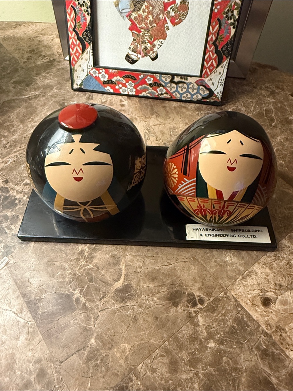 Hayashikane Shipbuilding Commemorative Japanese Ouchi Doll Pair Lacquerware